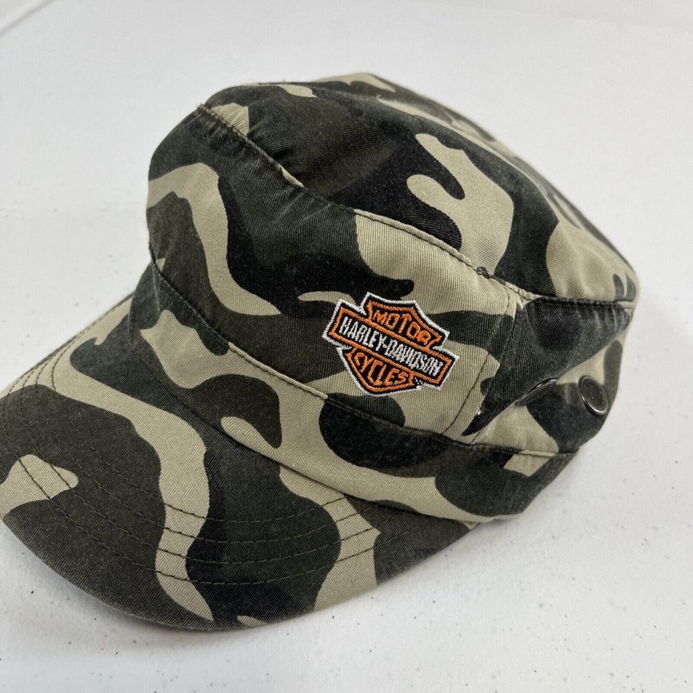 Harley Davidson newsboy Hat Women’s One Size Camouflage Strap Back